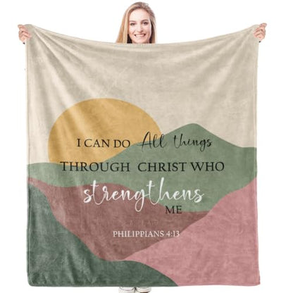 HIWX Boho Christian Inspirational Throw Blanket 50x60 Inches - color: All Things 1, size: 50“L x 60”W