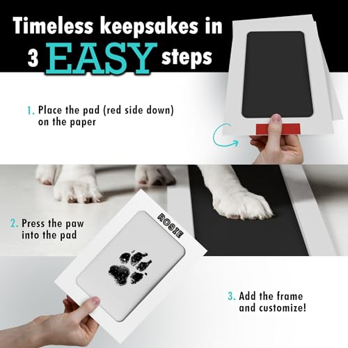 Large Inkless Pet Paw Print Kit | Clean-Touch Ink Pads for Dogs | With Frames + Accessories by BabyMushroom - size: Large
