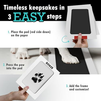 Large Inkless Pet Paw Print Kit | Clean-Touch Ink Pads for Dogs | With Frames + Accessories by BabyMushroom - size: Large