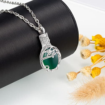 Gredstar Tree of Life Urn Necklace for Ashes, Birthstone Memorial Pendant | Teardrop Design, Love Symbol Detail, 12 Birthstone Colors, Stainless Steel, Ashes Holder, Funnel Kit Included - color: May