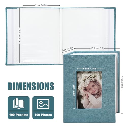 Photo Album 4x6 100 Pockets, Linen Cover Top Loader Vertical, Slip-in Picture Sky Blue Pockets Albums for Wedding, Family, Anniversary, Baby, Vacation - color: Sky Blue, size: 100 Pockets
