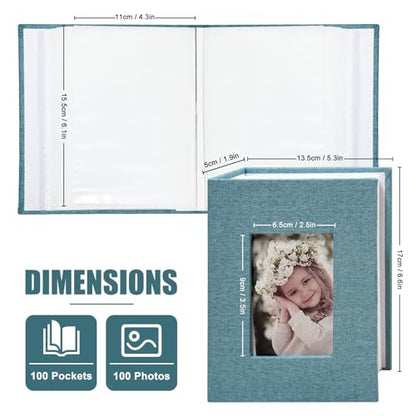 Photo Album 4x6 100 Pockets, Linen Cover Top Loader Vertical, Slip-in Picture Sky Blue Pockets Albums for Wedding, Family, Anniversary, Baby, Vacation - color: Sky Blue, size: 100 Pockets