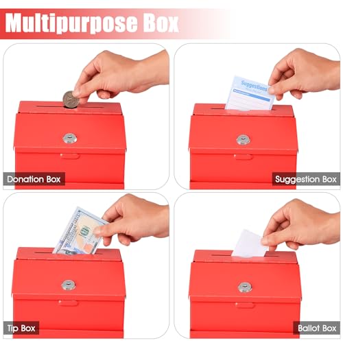 KYODOLED Suggestion Box with Slot and Lock, 50 Suggestion Cards, Red - color: Red-01, size: 8 x 5.7 x 7 Inch