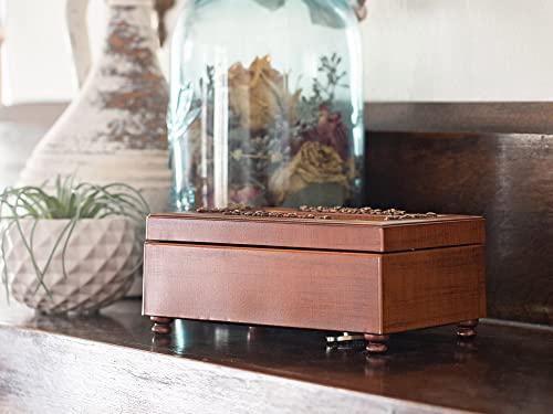 Cottage Garden Sister Rich Walnut Finish Petite Rose Petite Music Box Plays Amazing Grace