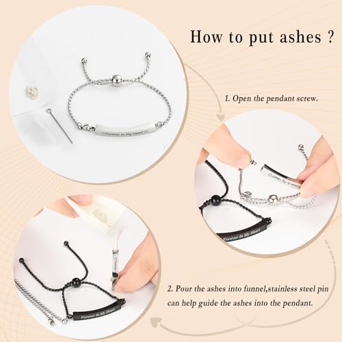 Minicremation Shiny Crystal Cremation Bracelet for Ashes for Women Cube Urn Bangle Locket Ash Holder Memorial Jewelry Bracelet Keepsake Gift - color: 2pcs