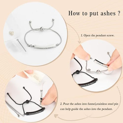 Minicremation Shiny Crystal Cremation Bracelet for Ashes for Women Cube Urn Bangle Locket Ash Holder Memorial Jewelry Bracelet Keepsake Gift - color: 2pcs