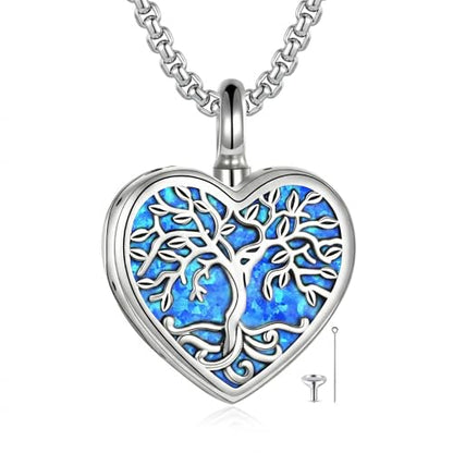 Urn Necklace for Ashes Blue opal Cremation Necklace Keepsake Memory Jewelry for Ashes of Loved Ones Keepsake - style: heart opal urn