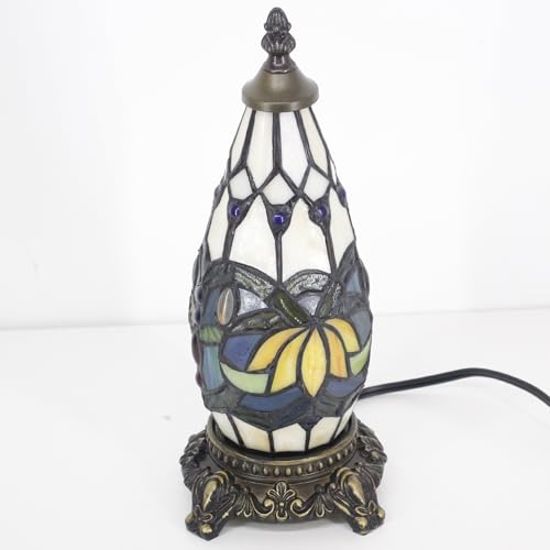 Small Tiffany Stained Glass Table Lamp 5.5X11 Inch (Blue Lotus) - color: Blue Lotus