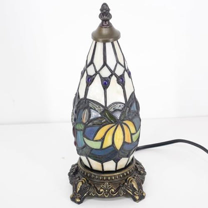 Small Tiffany Stained Glass Table Lamp 5.5X11 Inch (Blue Lotus) - color: Blue Lotus