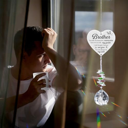 Sympathy Gifts for Loss of Brother,Brother in Heaven Ornaments, Memorial Crystal Suncatcher,Memorial Gifts for Loss of Brother,Christmas Tree Window Rainbow Maker Prisms Home Decor Gift - style: Brother
