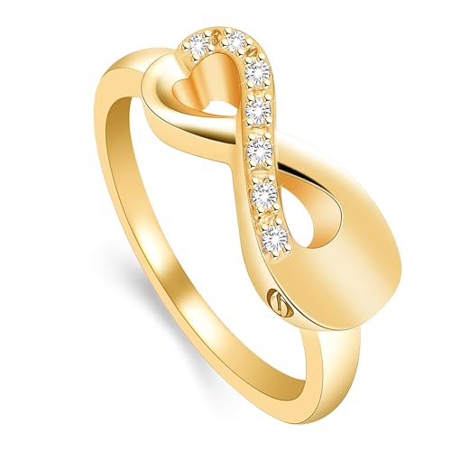 Infinity Urn Ring for Ashes for Women Stainless Steel Keepsake to Hold Ash | cremation jewelry,holds pet & human ashes,memorial gift,leak-proof sealed,engraved,urn ring for loved one - color: Gold, size: 10