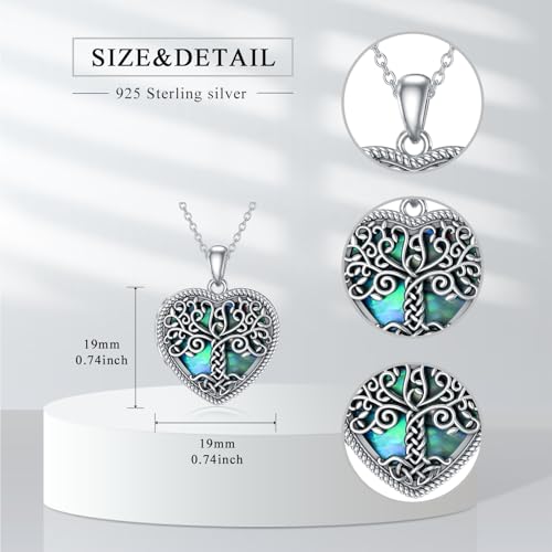 Dorunmo Personalized Locket Necklace 925 Sterling Silver that Holds Pictures Butterfly Birthstone Photo Heart Locket Custom Jewelry Congratulations New Beginnings New Job Gifts for Women - color: Abalone Tree of Life, style: Only Locket