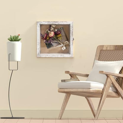 Small Wall Mounted Shadow Box Frame 8x8 with Real Glass,White - color: White, size: 8*8