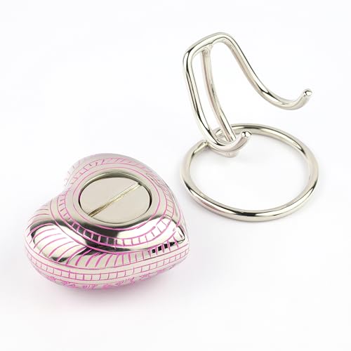 Heart Shaped Brass Small Urn for Human Ashes Keepsake with Engraved Birds – Mini Cremation Urn with Velvet Box & Brass Stand – Memorial Keepsake for Ashes of Adult Male, Female and Infant (Pink) - color: Pink