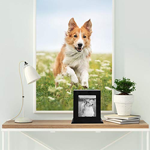 BRKURLEG Dog Urns for Ashes, Animal Wood Urn, Black - color: Black