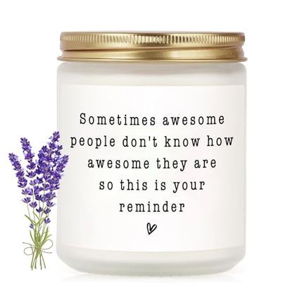 Gifts for Women Men, Inspirational Thank You Gifts Candle 7Oz | Friendship, Thank You Gift, Birthday Gift for Woman Man Friend Teacher Mom Girlfriend Sister, You Are Awesome Candle Lavender - color: Awesome Reminder Candle