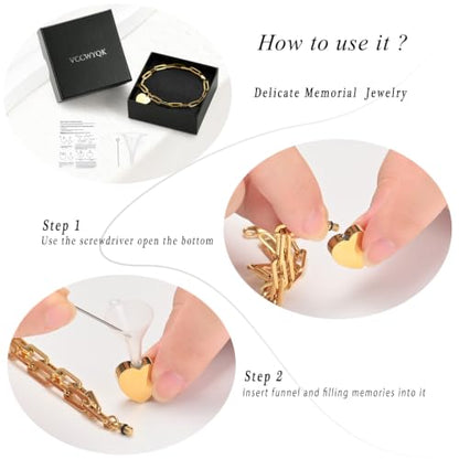 Heart Urn Bracelet for Ashes for Women Men Cremation Jewelry - color: Gold