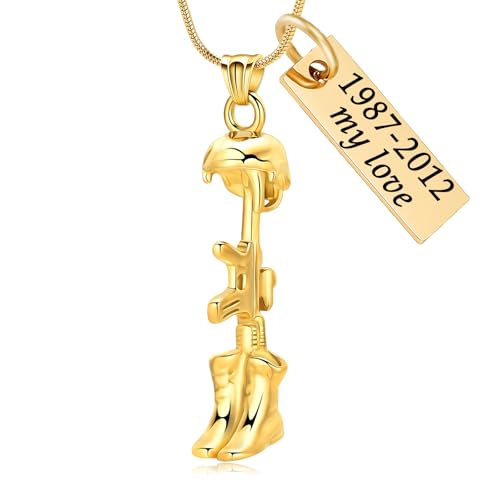 Cremation Jewelry Military Shoes Hats Guns Urn Necklace for Ashes Stainless Steel Military Equipment Pendant Memorial Necklaces Ash Holder for Human Pets Keepsake Jewelry of Loved Ones with Fill Tool - color: Customize