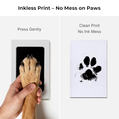 Paw Print Kit for Dogs, Pine Wood Frame with Inkless Pad & Clay Kit | Solid Pine Wood Construction, Includes Inkless Pad and Clay Kit, Step-by-Step Instructions Included, Wall Mountable Design