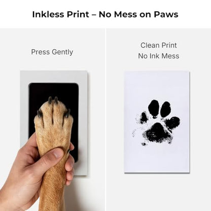 Paw Print Kit for Dogs, Pine Wood Frame with Inkless Pad & Clay Kit | Solid Pine Wood Construction, Includes Inkless Pad and Clay Kit, Step-by-Step Instructions Included, Wall Mountable Design