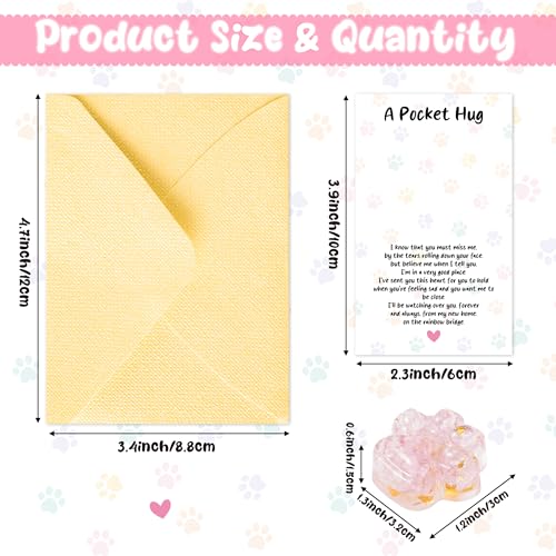 EYxsaxenk Loss of Pet Sympathy Gift - Pink Crystal Mini Paw Pocket Hug with Memorial Card Envelope Remembrance Bereavement Gift for Loss of Dog Cat Sympathy Favor Adult Pet Lover Stress Relief Supply - color: 1pcs Pink + I Know Card