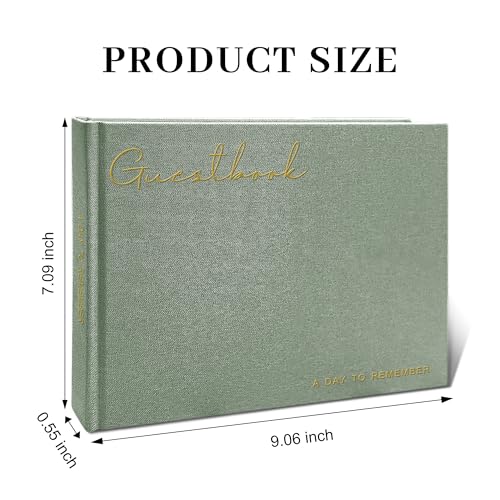 Wedding Guest Book – Guest Book for Receptions, Baby Showers & Celebrations | Sage Green Linen Hardcover, Polaroid Guest Book with 100 Blank Pages for Signatures and Photos - color: B Sage Green