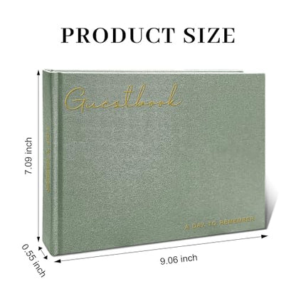 Wedding Guest Book – Guest Book for Receptions, Baby Showers & Celebrations | Sage Green Linen Hardcover, Polaroid Guest Book with 100 Blank Pages for Signatures and Photos - color: B Sage Green
