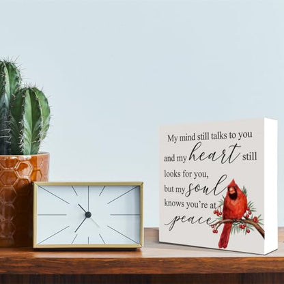 Sympathy Gift for Loss of Loved One, Memorial Remembrance Bereavement Gift Condolence Decor Sign Loss of Father Mother Son Brother Sister Cardinal Saying Decoration, You Are at Peace