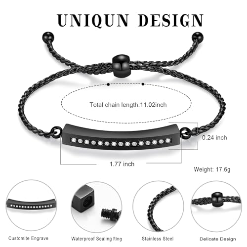 Minicremation Shiny Crystal Cremation Bracelet for Ashes for Women Cube Urn Bangle Locket Ash Holder Memorial Jewelry Bracelet Keepsake Gift - color: Black