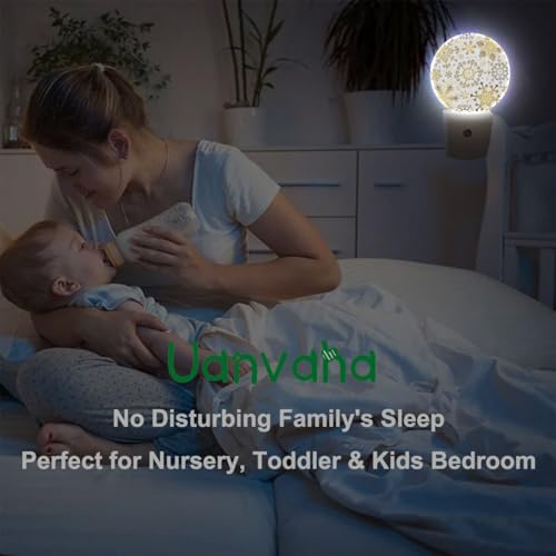 Christmas Holiday Night Light White Golden Snowflakes Stars Plug-in Nightlight Energy Saving 0.5W LED Lighting for Boys Girls Men Women - color: Golden Snowflakes