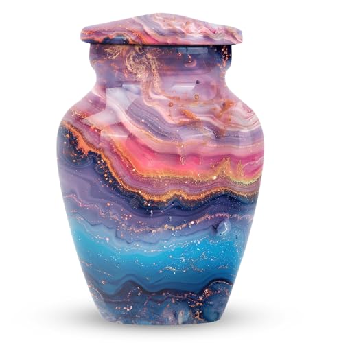 Abstract Cremation Urn for Human Ashes | Handcrafted 3-Inch Decorative Keepsake Urn for Women, Pack of 1 - color: Ethereal Nebula Multi, size: 3 Inch - Pack of 1