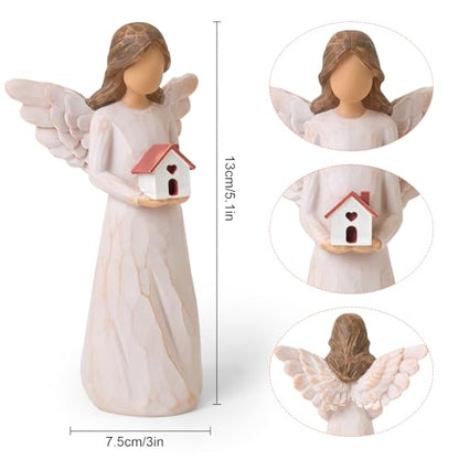Housewarming Gifts New Home, Angel with House Figurines Hand-Painted | House warming Gifts Ideas for Women, Men, Couple, First Time Home Buyers, Homeowners - style: Housewarming Gifts