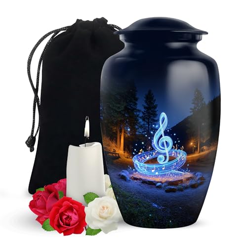 Yatskia Blue Music Large Memorial Urns for Human Ashes Adult Brother and Sister, Decorative Cremation Urn for Ashes Adult Male, (Classic Large, 10 Inch) - color: #2 Music, size: 10 Inch Large Urn