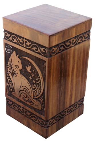 Engraved Cat Design Urn for Human Ash Cremation Urns Adults Male Female or Memorial Women Men Pets Cats Dogs Funera[Available urn Box in 5 Different Sizes] ((Large [11X6] 250 Cubic INCHES)) - size: (Large [11X6] 250 Cubic INCHES)