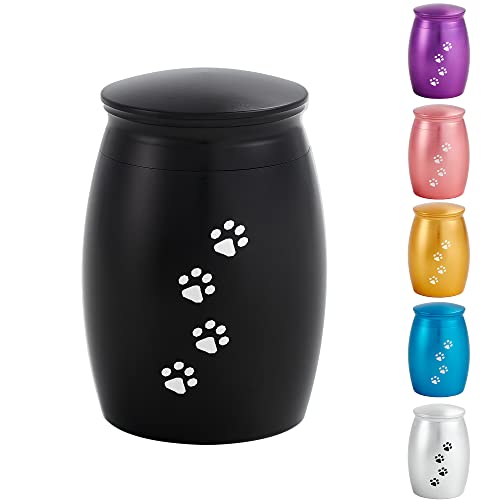 Small Urns for Dog or Cats Ashes,Memorial Urn for Pet Hair/Fur - color: Black