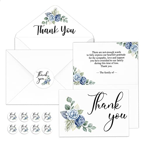 Fumete 50 Set Funeral Thank You Cards, Flower - style: Flower