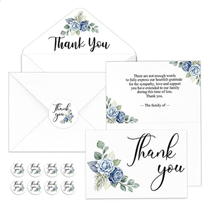 Fumete 50 Set Funeral Thank You Cards, Flower | with Envelopes and Sticker Thank You Sympathy Card with Message Bereavement for Funeral Family Loved Ones Celebration of Life - style: Flower