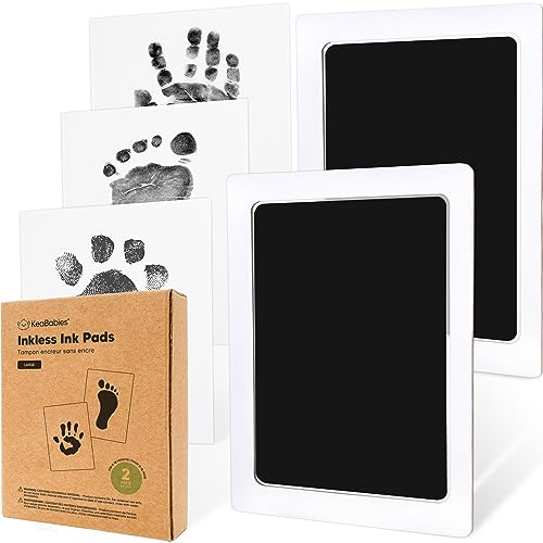 2pk Inkless Baby Hand and Footprint Kit, Mess Free Ink Pads (Jet Black, L) - color: Jet Black, size: 2-Pack, Large 3.1” x 4.9”