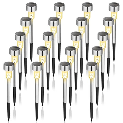 GIGALUMI Outdoor Waterproof Solar Pathway Lights, 20 Pack Warm White - color: Warm White, size: 20 PACK