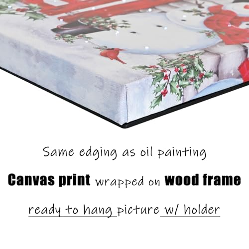 DEMAGNNIE Lighted Canvas Art 6H Timer 8x6 Snowman Tabletop Wall Dual Use - color: Snowman at Garden Gate, size: 8"L x 6"W