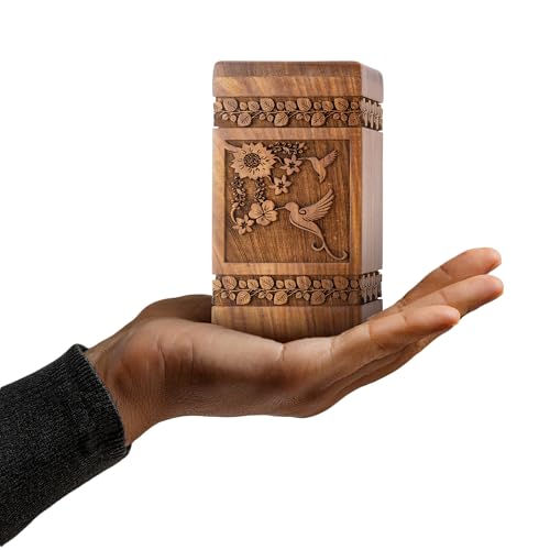 Hummingbird Wooden Keepsake Urn for Human Ashes, 20 cu in, Rosewood - color: Hummingbird Rosewood, size: Keepsake (20 cu in)