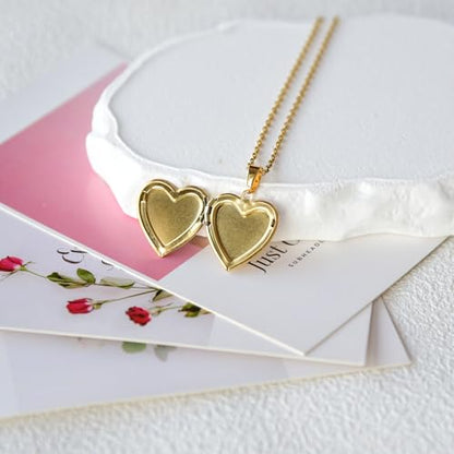 Heart Locket Necklace That Holds Pictures Pressed Flower Photo Locket Pendant Necklace for Girl Women Gift for Her - style: purple baby‘s breath