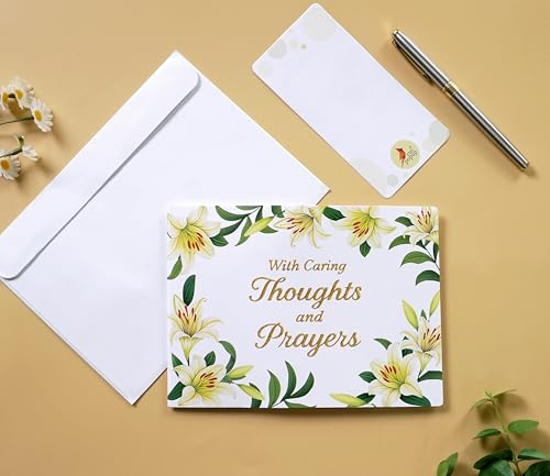 CUTPOPUP Religious Sympathy Card Pop Up 3D, with Caring Thoughts and Prayers, Blank Note Cards with Envelope (Lily with Cross) SD257US - color: Sympathy religious-6x8in