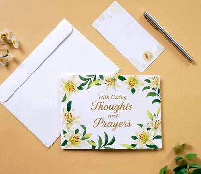 CUTPOPUP Religious Sympathy Card Pop Up 3D, with Caring Thoughts and Prayers, Blank Note Cards with Envelope (Lily with Cross) SD257US - color: Sympathy religious-6x8in