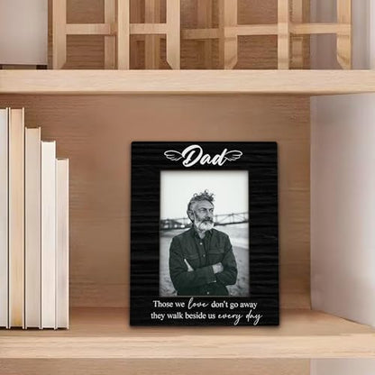 Dad Memorial Gifts Picture Frame 5x7, In Loving Memory Photo Frame, Memorial Gifts for Loss of Dad, They Walk Beside us Every Day Sympathy Wooden Picture Photo Frames for Desk Home Room Decor
