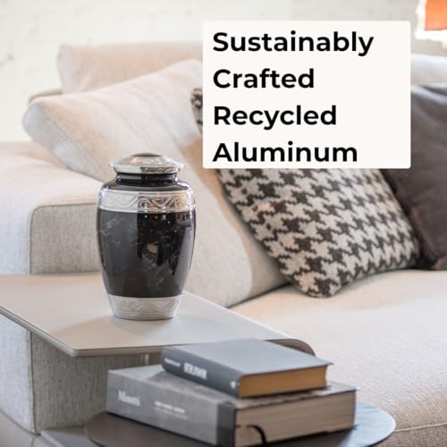 GR8 Keepsakes Black Marble-Finish Cremation Urn for Human Ashes Adult - color: Black