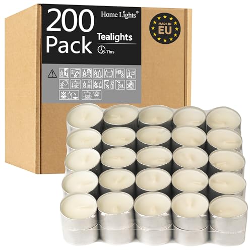 Unscented White Tealight Candles -200 Packs, 6 to 7 Hour Burn Time Smokeless Tea Light Candles, Mini Votive Paraffin Candles with Cotton Wicks for Shabbat, Weddings, Christmas, Home Decor - size: 200 Pack