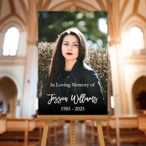 Personalized Funeral Portrait Yard Sign – In Loving Memory Welcome Sign – Custom Picture & Text - color: Version 10