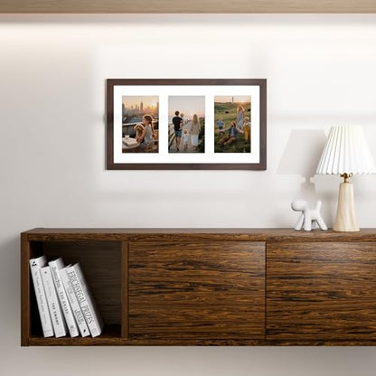 Vittanly 8x14 Collage Picture Frame, Displays 3Pcs 4x6 Pictures, Brown - color: Brown, size: 8x14