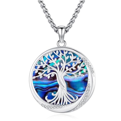 Eusense Tree of Life Necklace for Women Men Sterling Silver 925 Tree Urn Locket Cremation Jewelry Family Tree Pendant Gifts for Her Him Mom Dad Grandma Daughter - style: D-A-Tree of Life Necklace